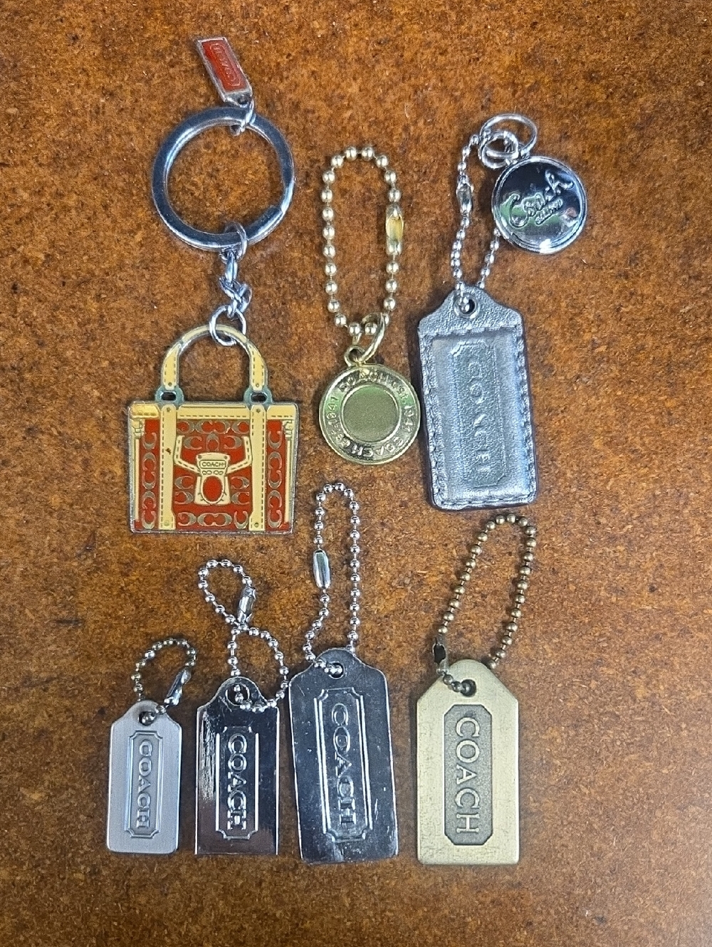 Coach Mixed Metal and Enamel Keychain Set - Red, Gold, Silver